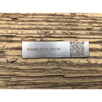 Металева табличка срібло сатин с QR кодом